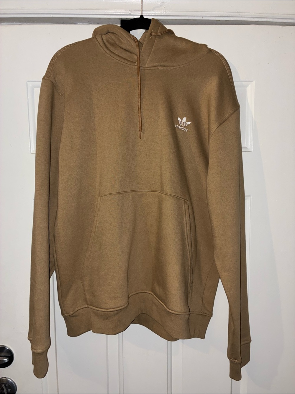 adidas Tan Crewneck Hoodie with Trefoil Logo